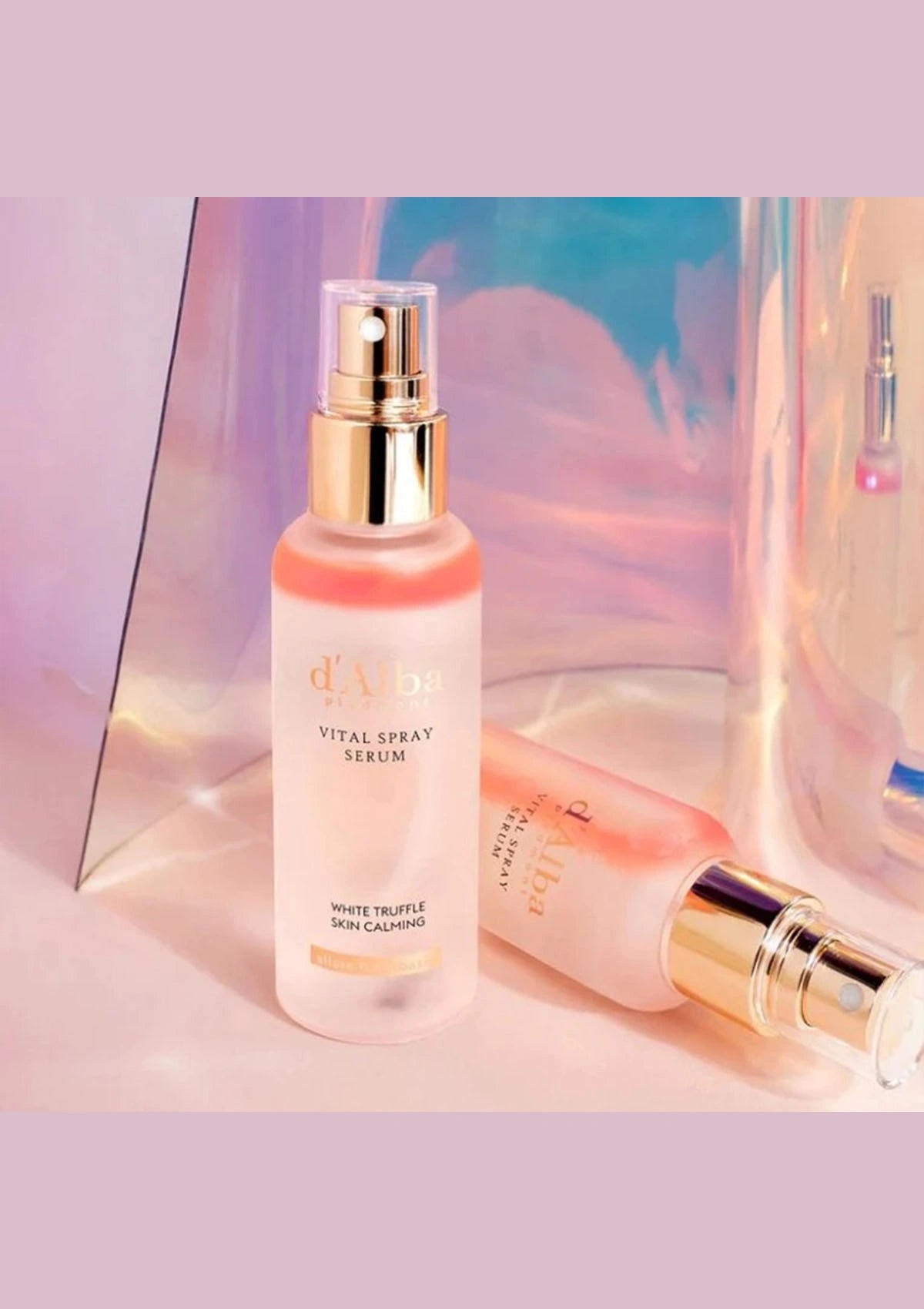 Skincare serum bottle with a blurred abstract background